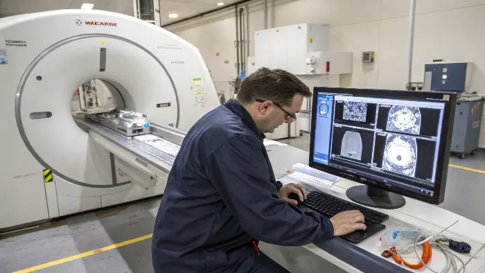 Industrial CT Scanner with a part inside for internal inspection