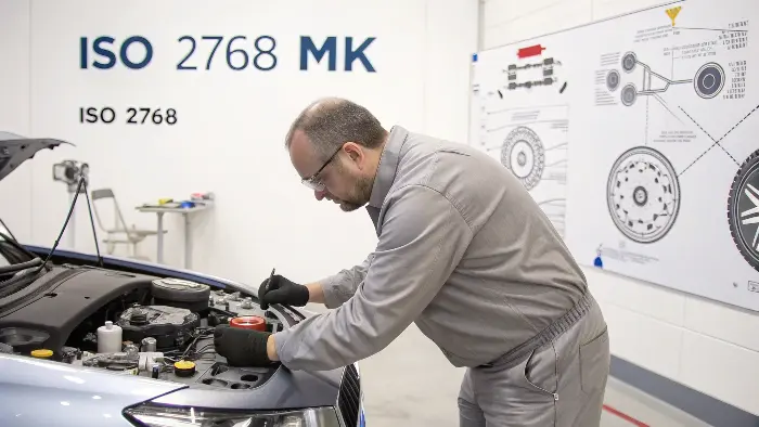 Technical drawing with ISO 2768 mK general tolerance note