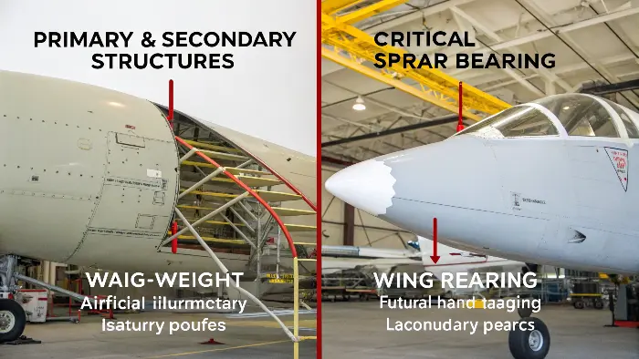 alt text: Cutaway view of an aircraft showing distinction between primary load-bearing structures and secondary structures