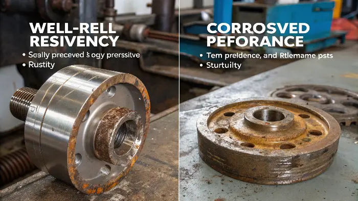 alt text: Stainless steel CNC machined part showing a clean, non-corroded surface