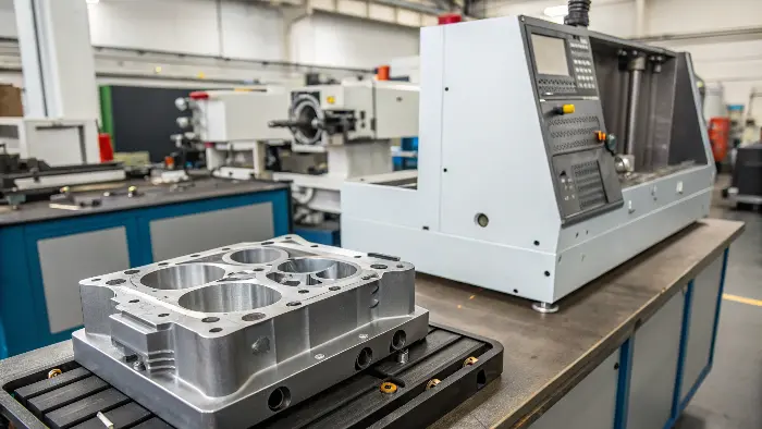 A CAD drawing of a part with DFM callouts for corner radii and wall thickness