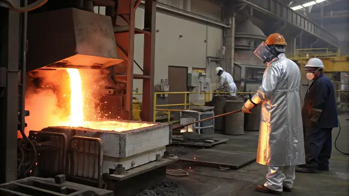 Inside of an industrial heat treatment oven for aluminum