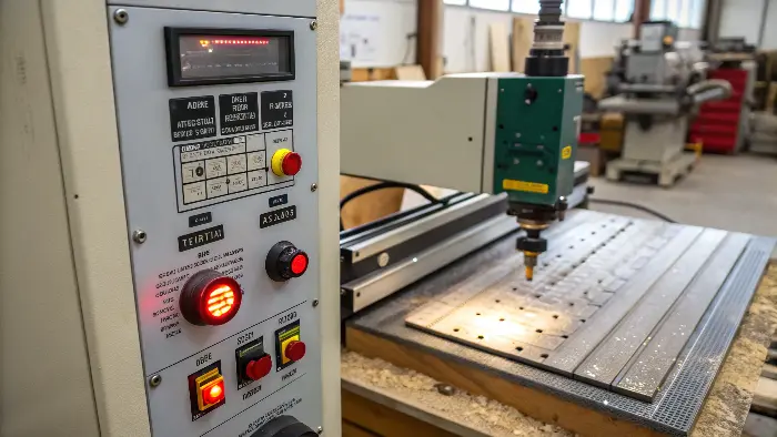 Emergency stop button on CNC machine