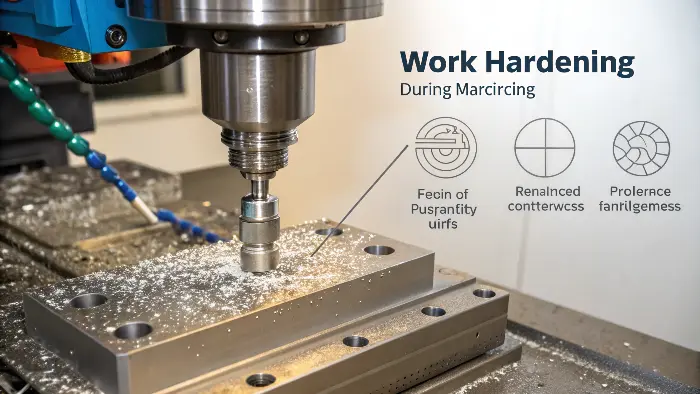 Graph showing stress-strain curve with work hardening effect
