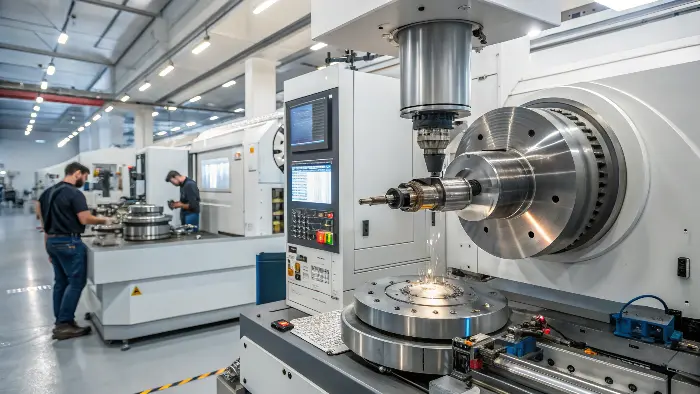 Close-up of a high-speed spindle and cutting tool