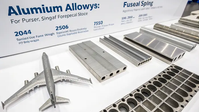A display of different aluminum alloy samples labeled with their series numbers