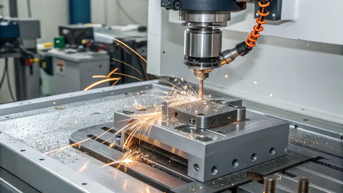 EDM machine creating a precise internal corner