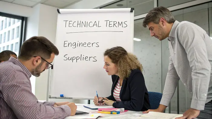 A close-up of a CNC drawing with bilingual annotations for technical terms.