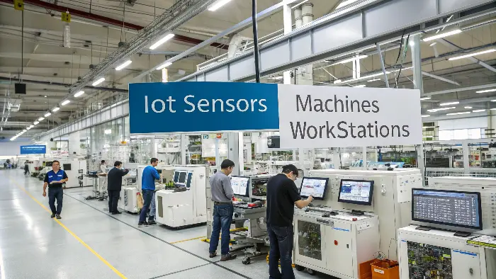 A dashboard on a tablet showing real-time production status of a CNC order.