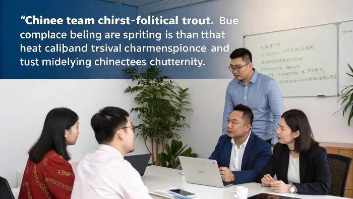 Two business professionals shaking hands in a meeting room, one Western and one Chinese.