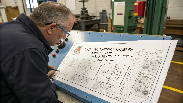 A beginner looking at a complex CNC machining drawing