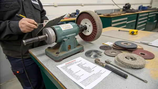 A collection of different grinding wheels and a dressing tool