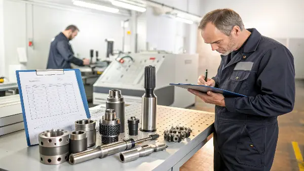 Assortment of CNC grooving inserts and tool holders