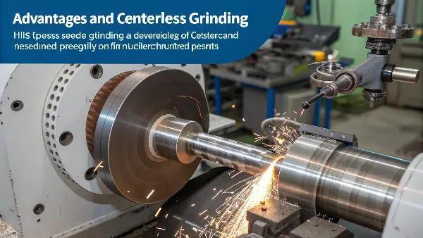 High-Volume Centerless Grinding A hopper feeding hundreds of small pins into a centerless grinding machine