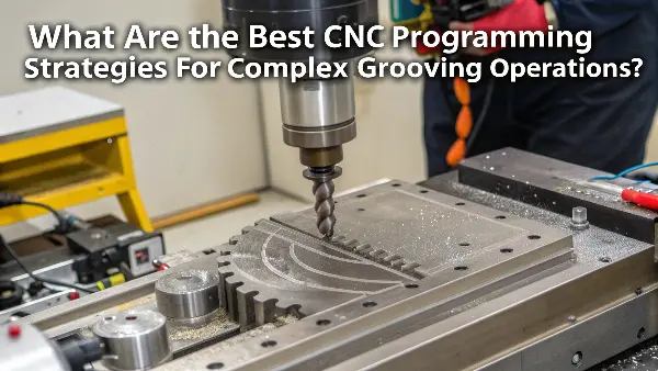 CNC machine performing a complex grooving operation on a metal part