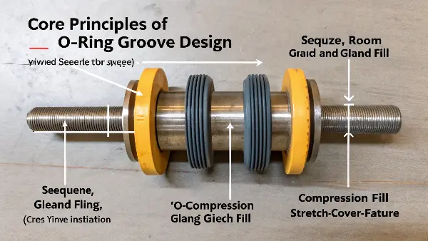Cross-section of an O-ring in a groove showing squeeze