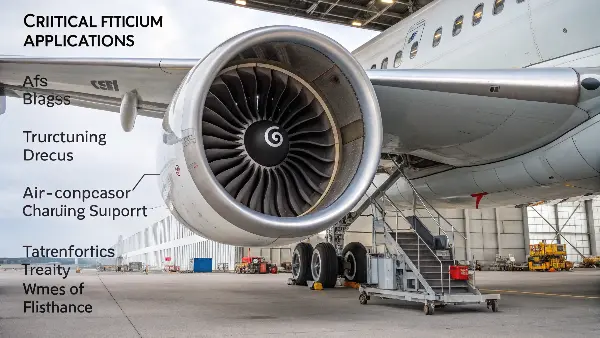 An exploded view of a jet engine highlighting titanium components