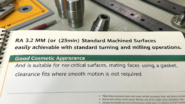 A CNC machine cutting a metal part, creating a standard finish