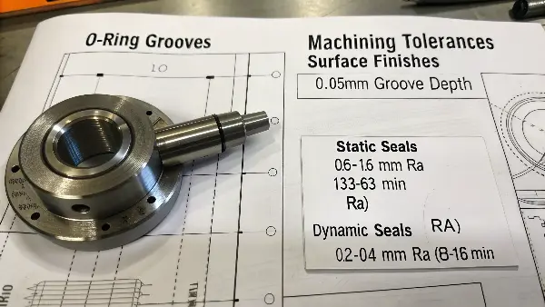 CNC machine cutting an O-ring groove