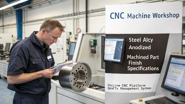 Various CNC machined parts in different materials (aluminum, brass, steel, plastic) and finishes (anodized, polished, bead blasted).