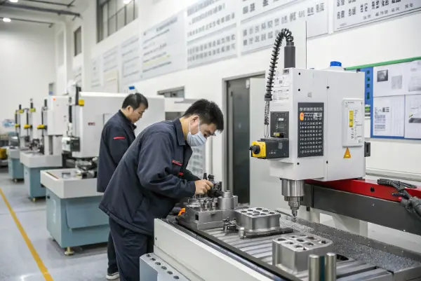 High-Quality Chinese CNC Machine A modern CNC machine from a reputable Chinese brand in a workshop