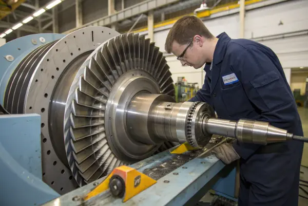 A grinding wheel sparking as it grinds a tough metal part