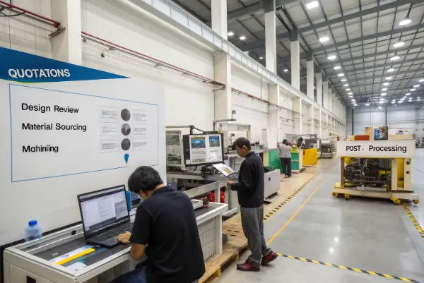 A flowchart showing the stages of CNC prototype manufacturing