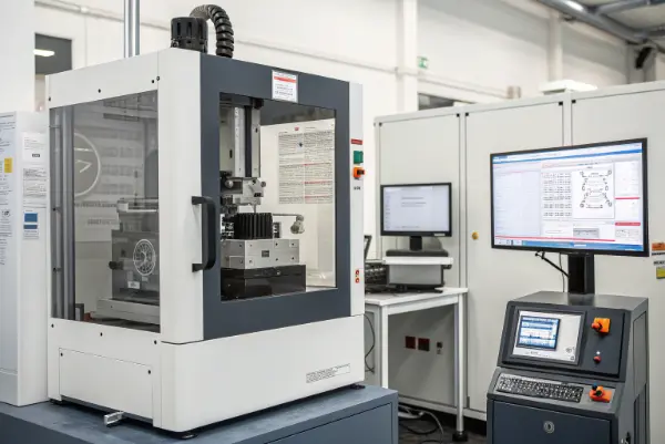 Most Accurate CNC Machine A high-precision 5-axis milling machine in a clean, temperature-controlled environment