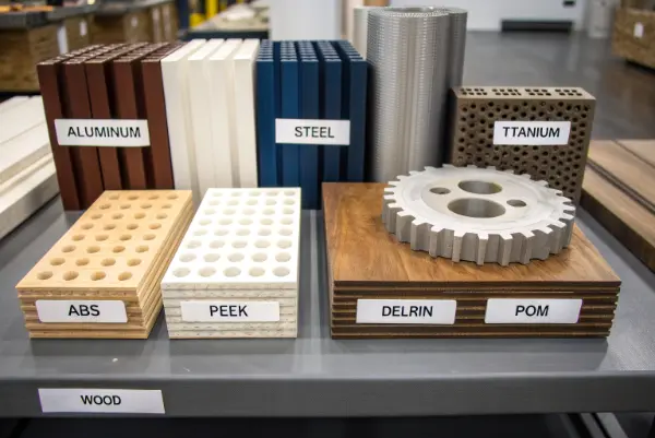 CNC Machinable Materials A variety of CNC machined parts in different materials like aluminum, steel, and plastic