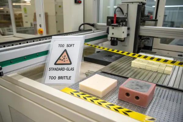 Materials Unsuitable for CNC Machining A shattered piece of ceramic next to a CNC cutting tool