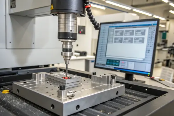 CMM machine inspecting a metal part