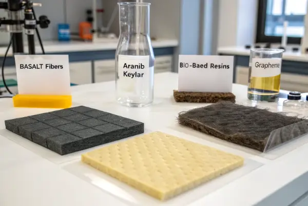 Close up of basalt fiber and graphene infused resin