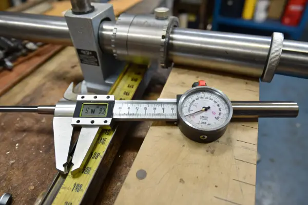 Dial indicator measuring shaft runout